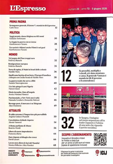 L'Espresso Inhaltsverzeichnis