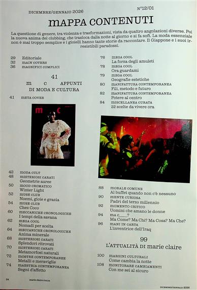 Marie Claire Italia Inhaltsverzeichnis