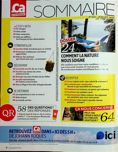 Ca m'interesse Inhaltsverzeichnis