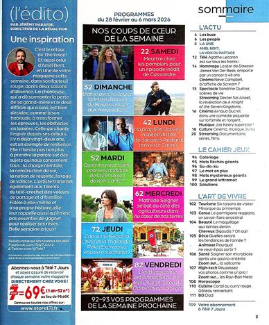 Tele 7 jours Inhaltsverzeichnis