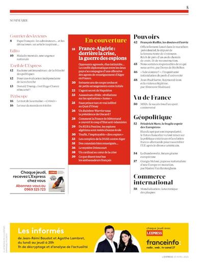 L'Express Inhaltsverzeichnis