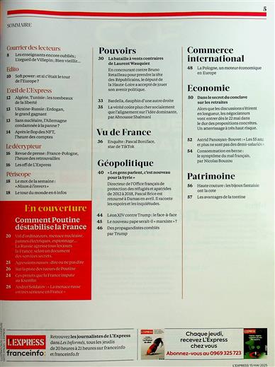 L'Express Inhaltsverzeichnis