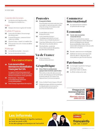 L'Express Inhaltsverzeichnis