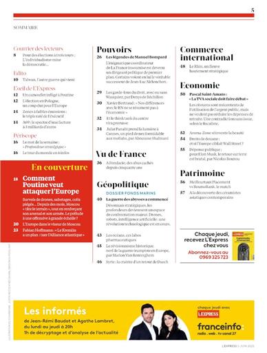 L'Express Inhaltsverzeichnis