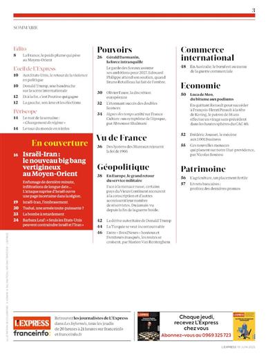L'Express Inhaltsverzeichnis