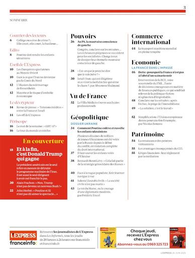 L'Express Inhaltsverzeichnis