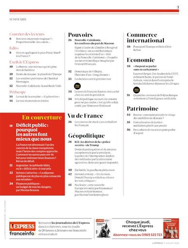 L'Express Inhaltsverzeichnis