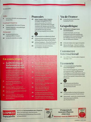 L'Express Inhaltsverzeichnis
