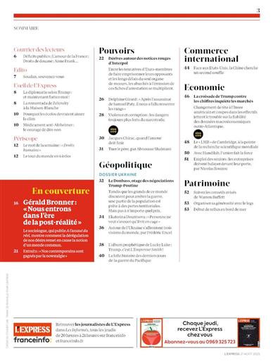 L'Express Inhaltsverzeichnis