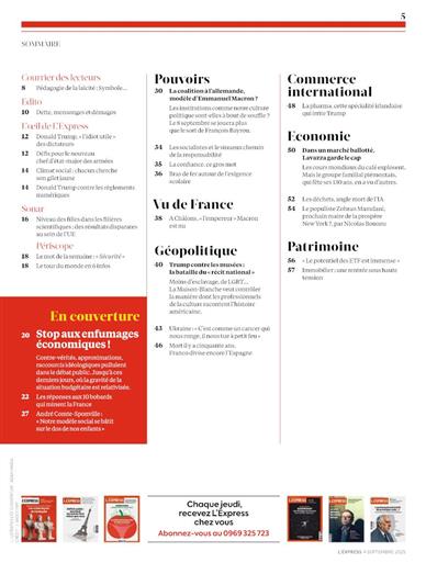 L'Express Inhaltsverzeichnis