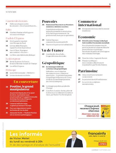 L'Express Inhaltsverzeichnis