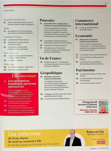 L'Express Inhaltsverzeichnis