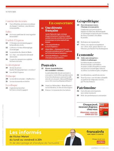 L'Express Inhaltsverzeichnis
