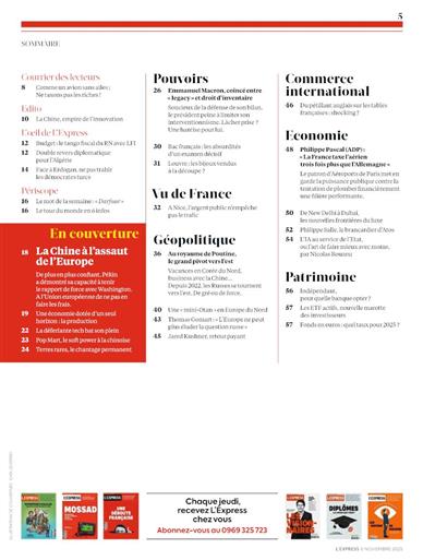 L'Express Inhaltsverzeichnis