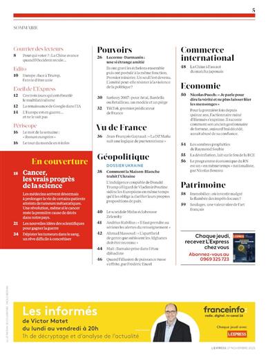 L'Express Inhaltsverzeichnis