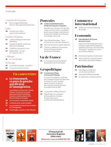 L'Express Inhaltsverzeichnis