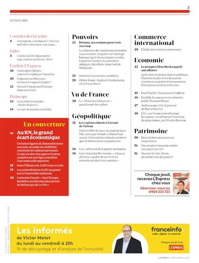 L'Express Inhaltsverzeichnis