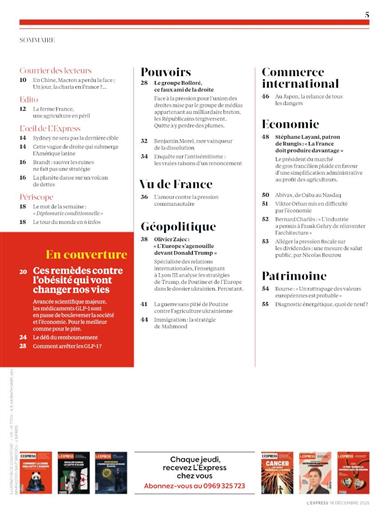 L'Express Inhaltsverzeichnis