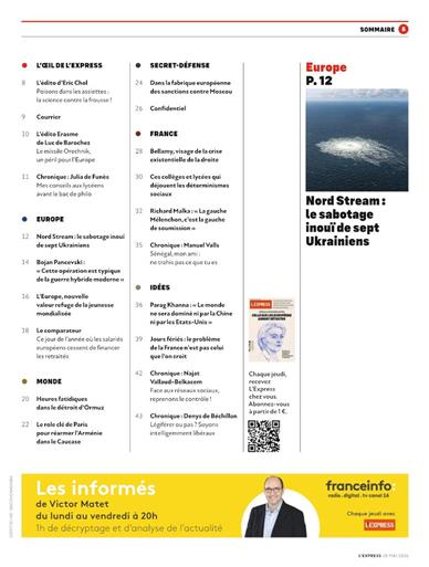 L'Express Inhaltsverzeichnis