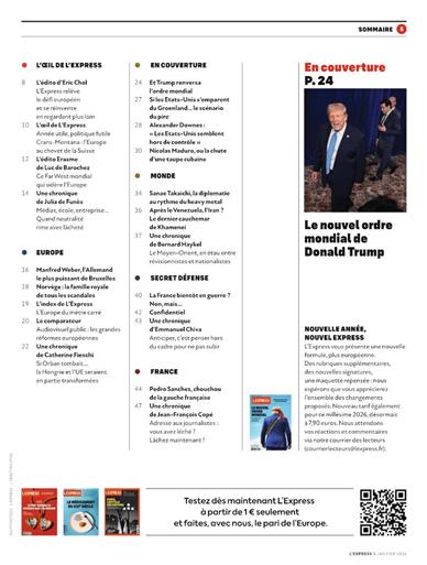 L'Express Inhaltsverzeichnis