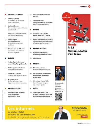 L'Express Inhaltsverzeichnis