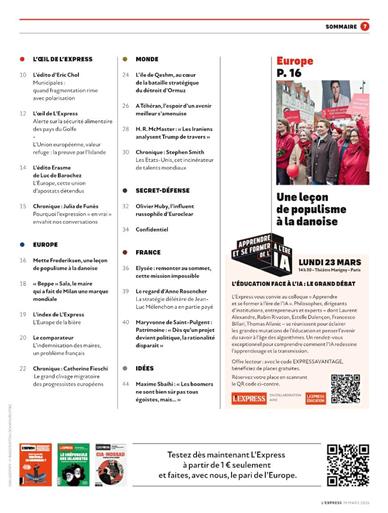 L'Express Inhaltsverzeichnis