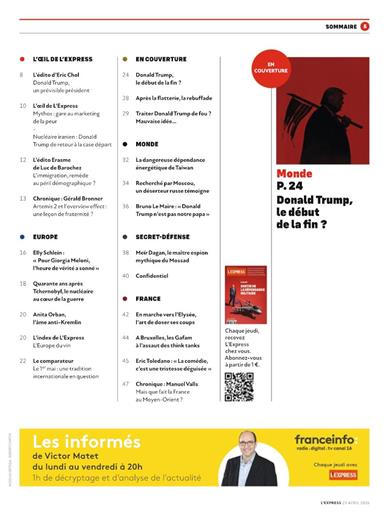 L'Express Inhaltsverzeichnis