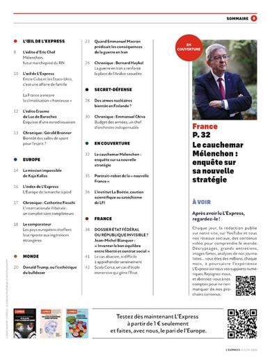 L'Express Inhaltsverzeichnis