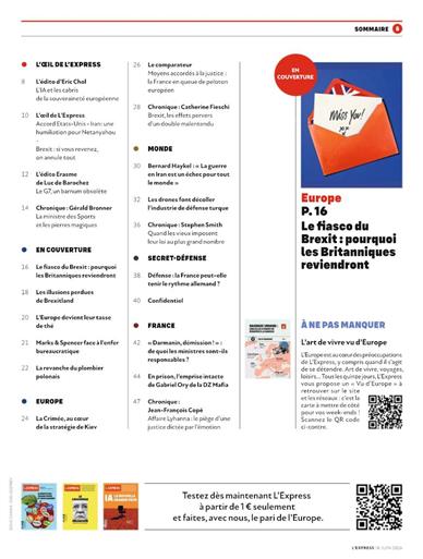 L'Express Inhaltsverzeichnis