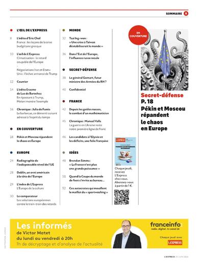 L'Express Inhaltsverzeichnis