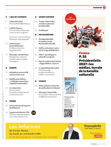 L'Express Inhaltsverzeichnis