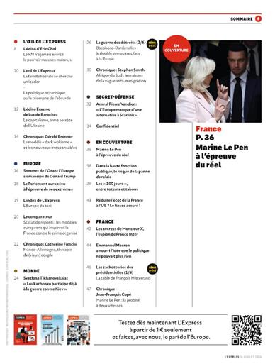 L'Express Inhaltsverzeichnis