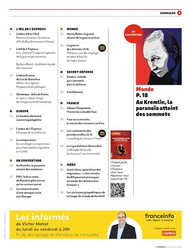 L'Express Inhaltsverzeichnis