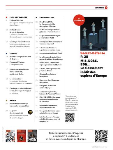 L'Express Inhaltsverzeichnis
