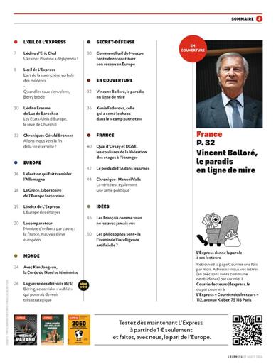 L'Express Inhaltsverzeichnis