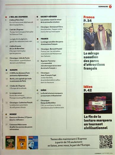 L'Express Inhaltsverzeichnis