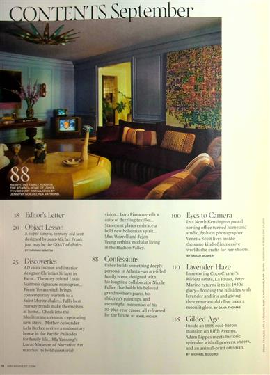 AD Architectural Digest (US) Inhaltsverzeichnis