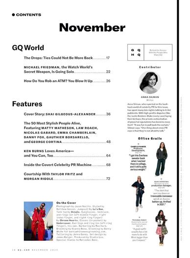GQ US Inhaltsverzeichnis