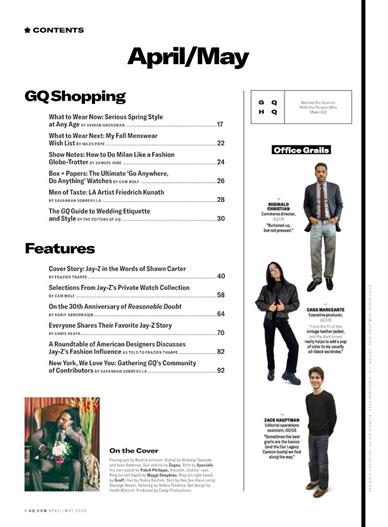 GQ US Inhaltsverzeichnis