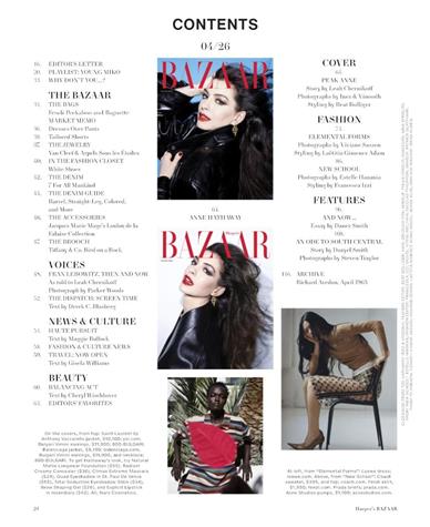 Harpers Bazaar US Inhaltsverzeichnis