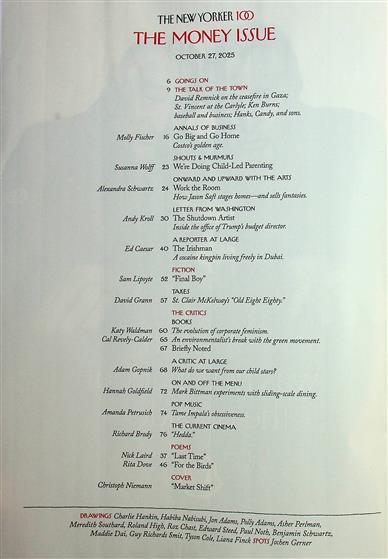 New Yorker Inhaltsverzeichnis