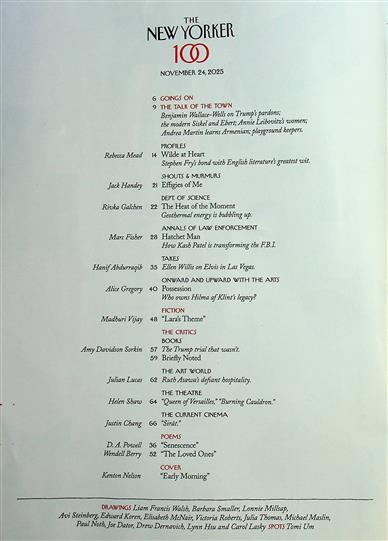 New Yorker Inhaltsverzeichnis