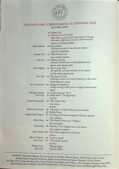 New Yorker Inhaltsverzeichnis