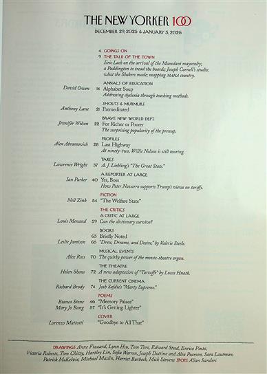 New Yorker Inhaltsverzeichnis