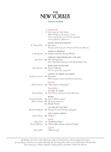 New Yorker Inhaltsverzeichnis