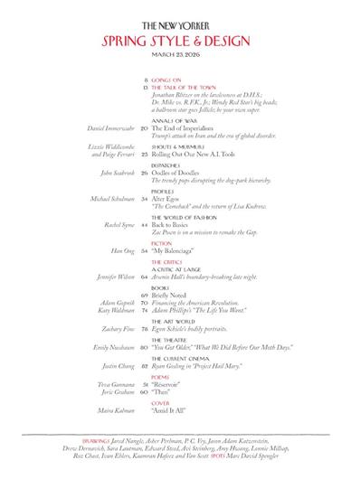 New Yorker Inhaltsverzeichnis