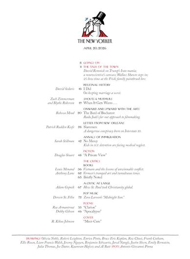 New Yorker Inhaltsverzeichnis