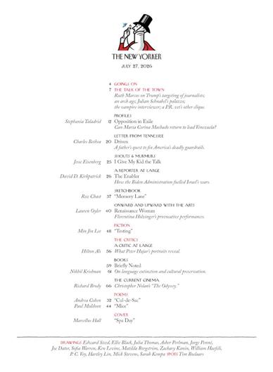 New Yorker Inhaltsverzeichnis
