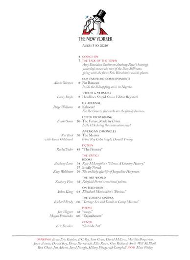 New Yorker Inhaltsverzeichnis