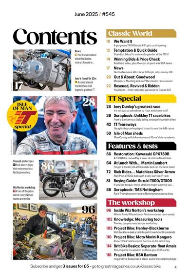 Classic Bike (UK) Inhaltsverzeichnis